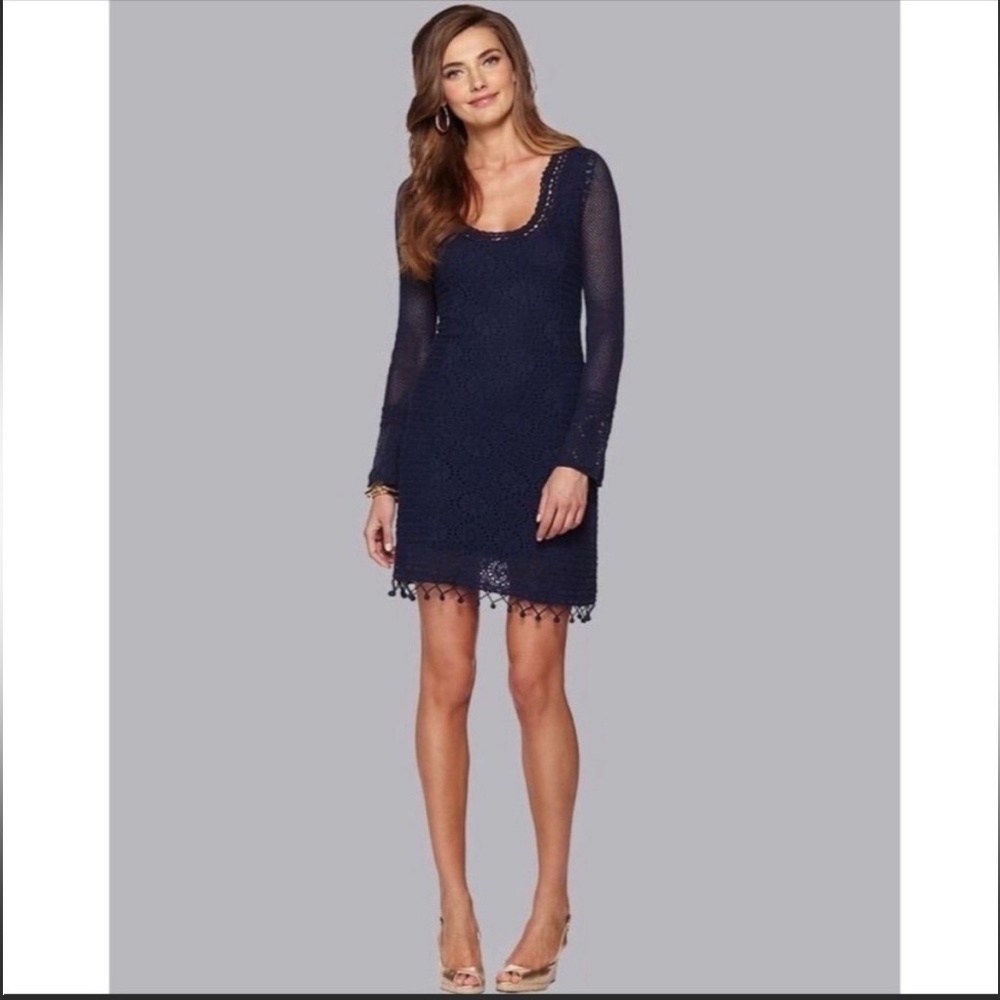 Lilly Pulitzer Athena Crochet Knit Navy dress